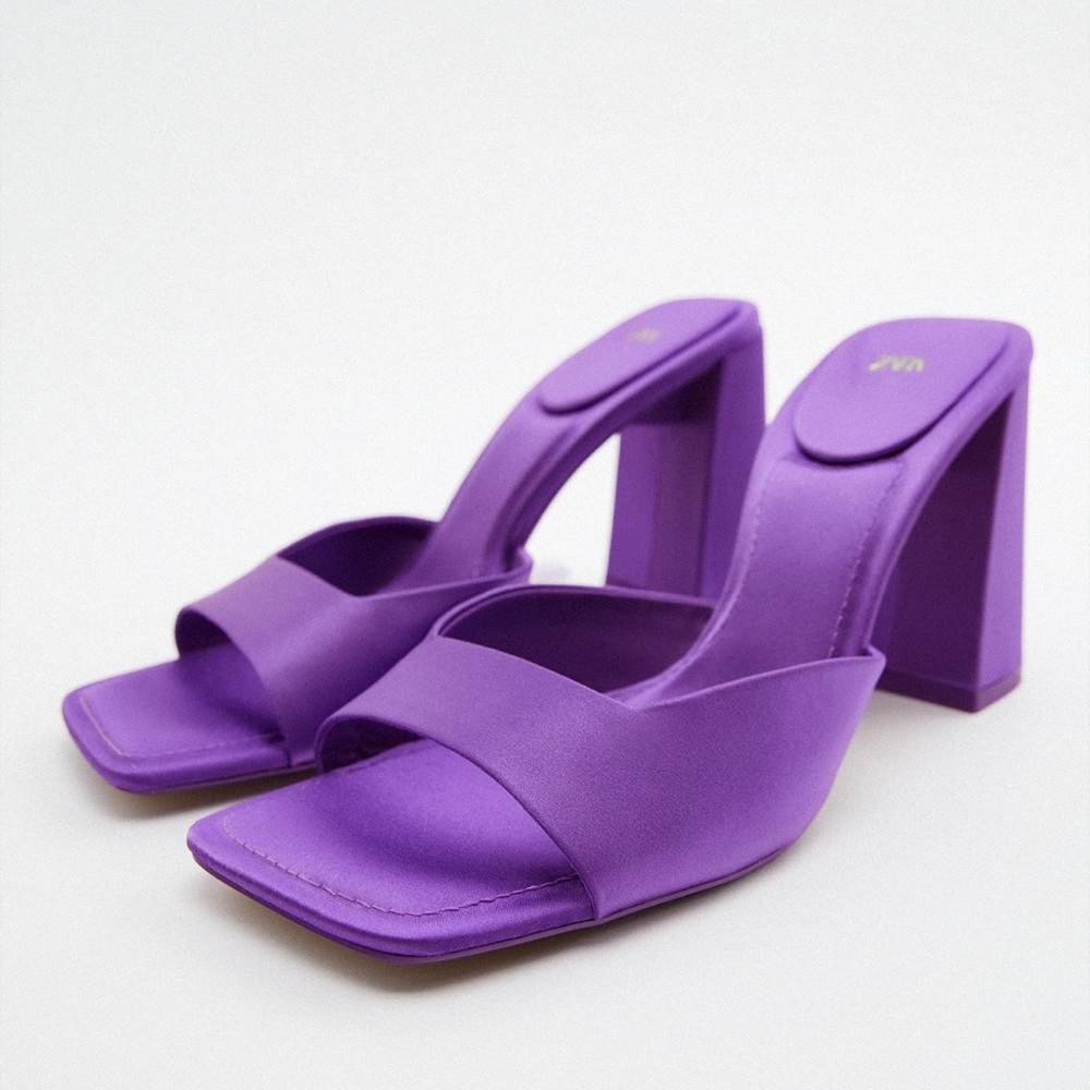 Zara Purple Mule Heels NWOT